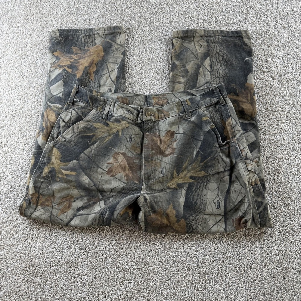 Carhartt Realtree Camo Dungaree Fit Canvas Work Pants Mens 40x30 Carpenter
